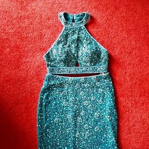 Homecoming 2 piece Dress Size 8 Beaded Turquoise